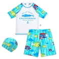 thumbnail image 1 of Akiihool Big Boys Swim Set Boys Swim Set - 2 Piece Quick Dry UPF50+ Sun Protection Kids Rash Guard Short Sleeve Swim Shirt and Boys Swim Trunks (Mint Green,2-3 Years), 1 of 4