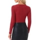 thumbnail image 3 of INSPIRAR CHIC Bodysuits de Fiesta para Mujeres con Puntos Metálicos Brillantes, Cuello Cuadrado, Mangas Largas, Talla M Roja, 3 of 5