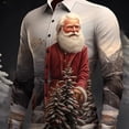 thumbnail image 2 of Camisa cómoda de manga larga con estampado de Papá Noel para uso diario, para salir, otoño e invierno, informal, para hombre, 2 of 5