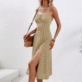 thumbnail image 4 of Hvot&aat Women Spaghetti Straps Vacation Dress Sexy Square Neck Slit Cami Dresses Cute Polka Dots Boho Beach Midi Sundress, 4 of 7