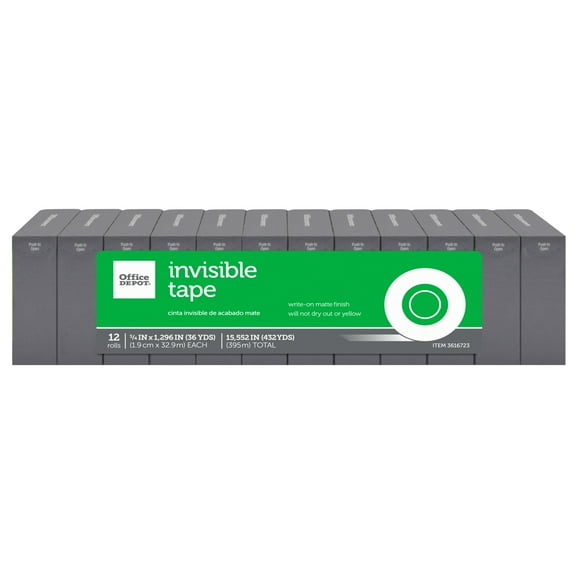 Office Depot® Brand Invisible Boxed Tape, 3/4" x 1,296", Pack Of 12