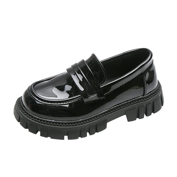 NOKIO Girls Slip On Loafe𝑟s School Uniform Shoes Church Dress Footwear Leather Oxfords Non-Slip Sole Comfortable Casual Flats for Kids Formal Everyday Wear