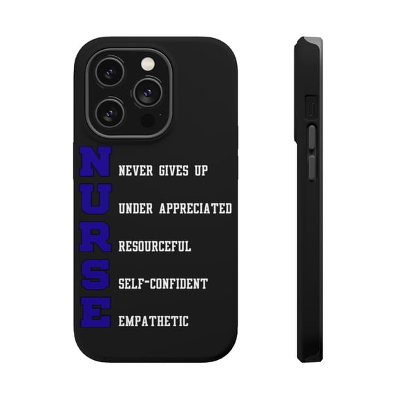 DistinctInk Tough Case for Apple iPhone 15 PRO (6.1" Screen), Compatible with MagSafe Charging - Nurse Never Gives Up