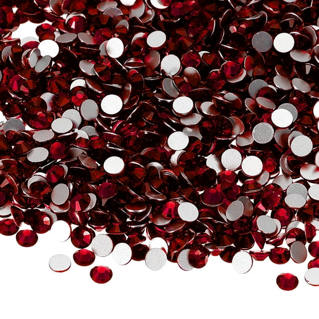 Uxcell 1600Pcs SS16 Redondo Cristal de Fondo Plano 3.8-4.0-mm Piedras de Estrás de Vidrio Rojo Oscuro