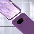 thumbnail image 4 of KOMI for Google Pixel 8a Case, Silicone Phone Case with 1 Screen Protector, Soft Anti-Scratch Microfiber Lining, Full Body Shockproof Slim Cover Support Wireless Charging, Purple, 4 of 5