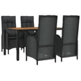 thumbnail image 3 of vidaXL 5 Piece Patio Dining Set with Cushions Black Poly Rattan, 3 of 9