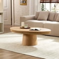 thumbnail image 3 of Modern Design Oval Handcraft Drum Coffee Table Length 47.24 inch Coffee Table for Living Room, Ellipse Coffee Table with Sturdy Pedestal,Natural Color, 3 of 12