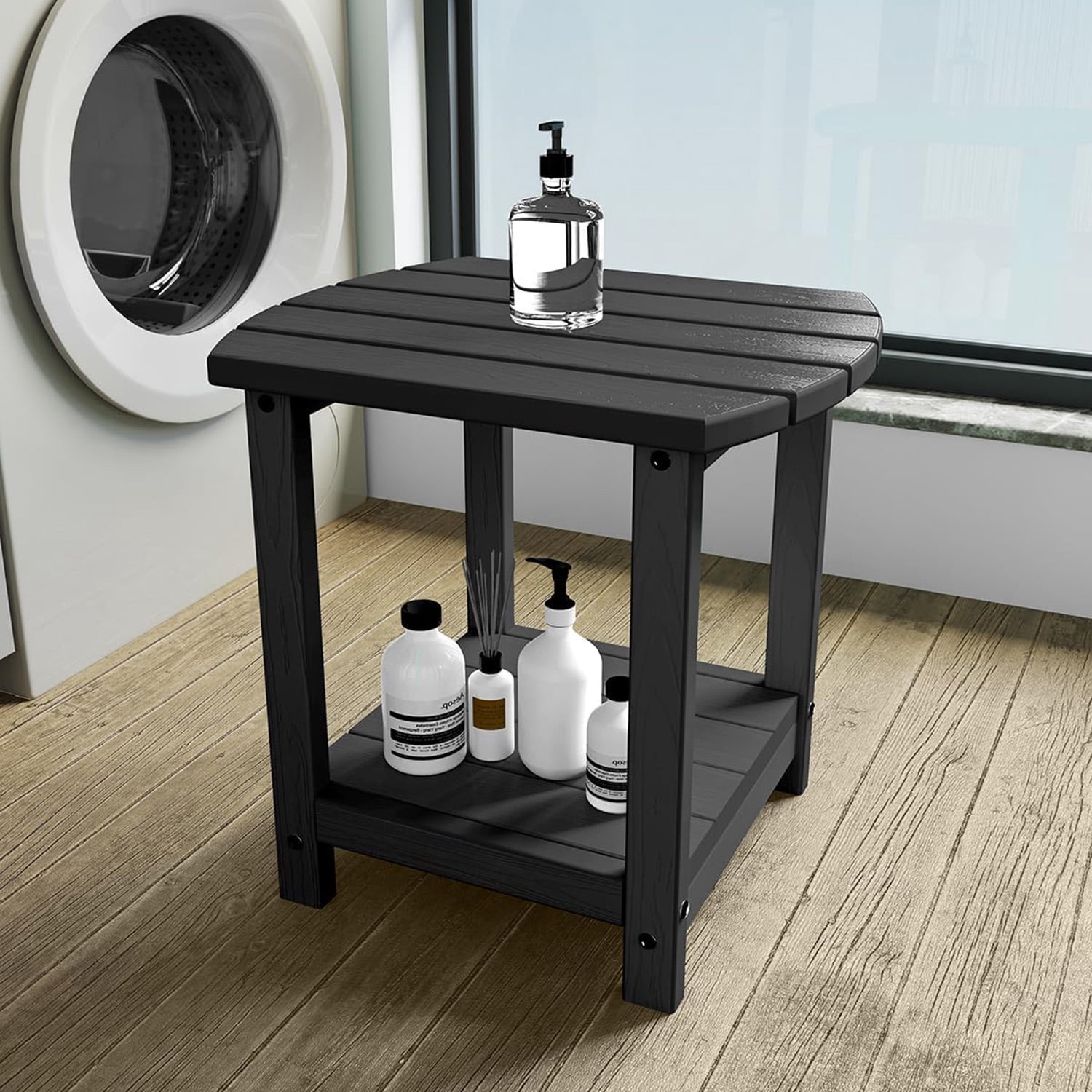 Side Table for 7-Piece HDPS Outdoor Sofa Patio Furniture Set, Black