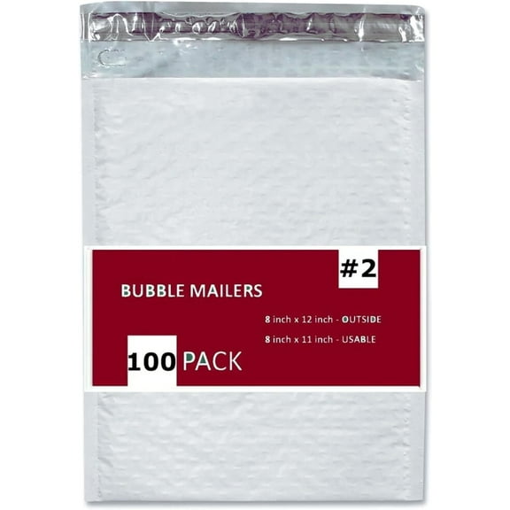 100 PC #2 8.5x12 Inches 100 Pack Inches Poly Bubble Mailers Shipping Padded Envelopes Self Seal Waterproof Cushion Envelopes
