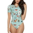 thumbnail image 2 of Goofa Christmas Winter Animals Printed Women Rash Guard Short Sleeve,Tummy control Swimsuit Surfing Swimsuit Bathing Suit One Piece Swimsuit UPF 50-XX-Large, 2 of 9
