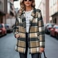 thumbnail image 6 of Womens Flannel Jacket Long Plaid Shacket Casual Button Tartan Trench Coat Long Sleeve Shirts with Pockets New Casual Jackets for Women Plus Size Khaki S, 6 of 7