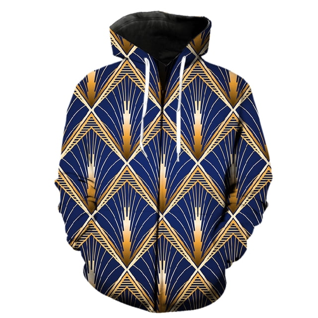 Abstract Geometric Patterns Men's Zipper Hoodie Funny Cool Fashion Long Sleeve Oversized Tops 3D Printed Harajuku Sweatshirts