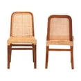 thumbnail image 2 of bali & pari Caspia Rattan and Mahogany wood Mid-Century Dining Chairs, Set of 2, Natural Brown, 2 of 8