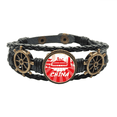 thumbnail image 1 of Rojo silueta histórica china fan Pulsera marina tejida en cuero, 1 of 4