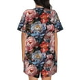 thumbnail image 3 of Bixox Women's Rose Flowers Printed Pajama Set 2 Piece Lounge Set Top and Shorts Soft Pajamas, Shorts with Pockets, 3 of 7