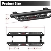6In Powder Coated Running Boards Side Steps For 2018-2026 Jeep Wrangler JL 4 Door