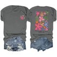 thumbnail image 1 of Fiudx Tops para Mujer Blusas con Estampado de Flores Pequeñas para Mujer Top de Manga Corta con Cuello Redondo, 1 of 6