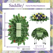 Sympathy Silks Artificial Cemetery Flowers Yellow Tulips/Purple Iris Bouquet & Saddle
