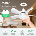 thumbnail image 6 of Socket Ceiling Fans with Lights and Remote - Fan Light Dimmable Led Bulb,Screw in Small, 6 of 8