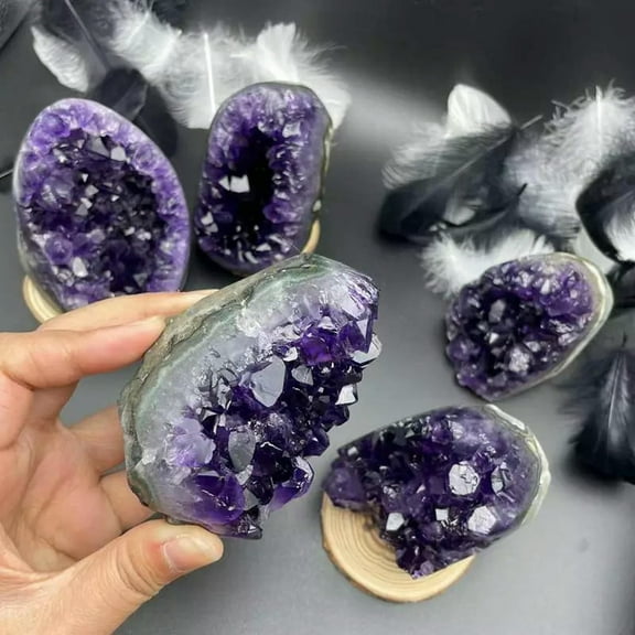 K-KED 300-400g Natural Amethyst Crystal Cluster Quartz Cave Druzy Geode Reiki Stone