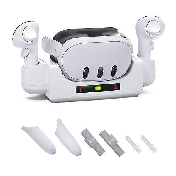 Meta Quest 3 VR compatible charging dock, headset display holder, controller mount station