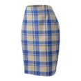 thumbnail image 6 of ASFGIMUJ Pencil Plaid Skirts For Women Fall Winter High Waisted Bodycon Knee Length Wool Midi Skirt With Slit Blue M, 6 of 7