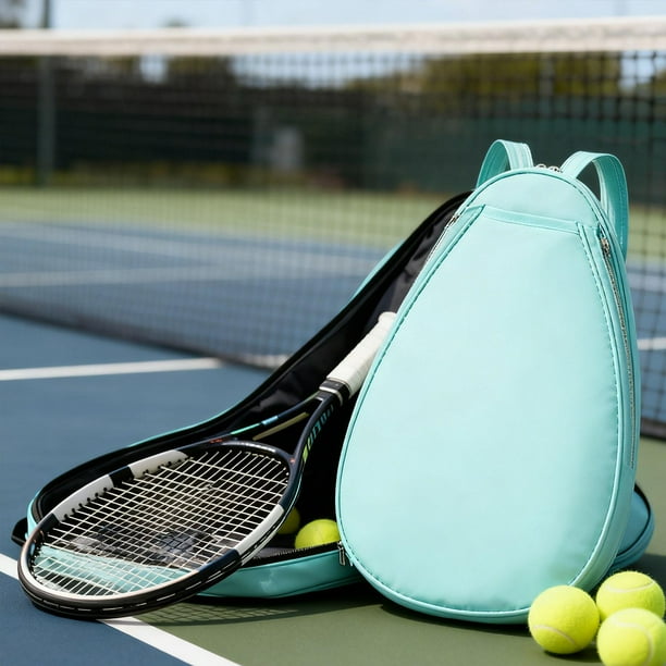 Bolsa de tenis, mochila de bádminton, bolsillo para pala, gran capacidad con cremallera, versátil. Azul