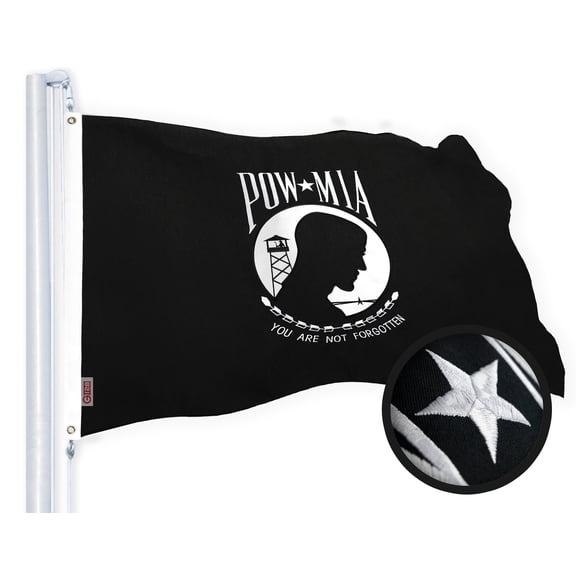 G128 POW MIA Flag Embroidered (2.5x4 FT Spun Polyester)