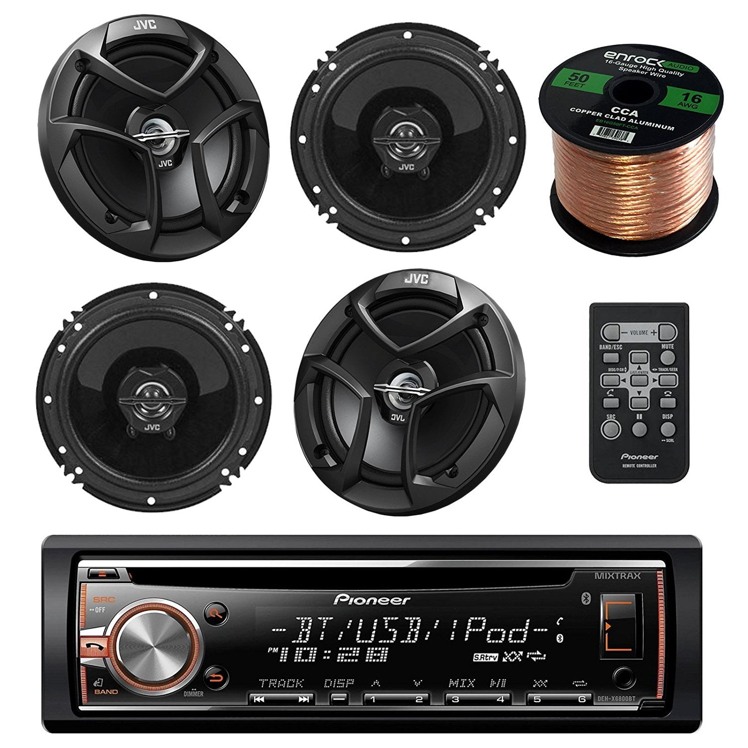 Pioneer DEHX6800BT Single DIN Bluetooth InDash CD/AM/FM Receiver