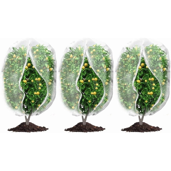 3Pcs Plant Covers from Insects, Bird Netting Barrier for Blueberry Bushes with Drawstring Zipper Mesh Garden Netting Fruit Tree Bags Plants Net Cage for Protect Tomato Vegetable Citrus, 3.3×5Ft