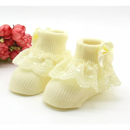 

GOODLY Mini Angel Baby Lace Ruffle Cotton Socks Baby Girl Frilly Socks for Newborn Infant and toddlers Gift