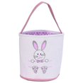 thumbnail image 1 of Cestas de conejito de Pascua, lindas bolsas de lona de algodón personalizadas, cestas para regalos de Pascua, color rosa y blanco, 1 of 5