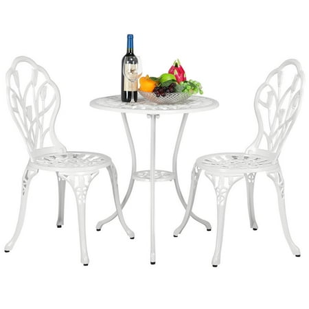 Yaheetech 3 Piece Patio Set Outdoor Patio Furniture Tulip Design Yaheetech 3 Piece Patio Set Outdoor Patio Furniture Tulip Design Setting Cast Bistro Table Chair, Aluminum - Yaheetech 3 Piece Patio Set Outdoor Patio Furniture Tulip Design