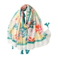 thumbnail image 3 of YUEHUA Women Floral Shawl Wrap Lightweight Cotton Linen Scarf for Evening Dress Formal Banquet Wedding Ceremony Daily, 3 of 8