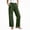 Army Green, variant on Women Pull On Denim Jeans Stripe Wide Leg High Waist Pull On Pants Loose Fit Straight Casual Trousers Army Green Size S