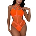 thumbnail image 2 of Fengqque Women's Sexy Hanging Neck Sexy Mesh Splicing Underwear Jumpsuit, 2 of 8