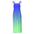 thumbnail image 4 of QATAINLAV Rompers for Women 2024 Sleeveless Strap Jumpsuits Casual Cotton Linen Overalls Trendy Gradient Print Jumpsuit Loose Wide Leg One Piece Pants Blue XXL, 4 of 6