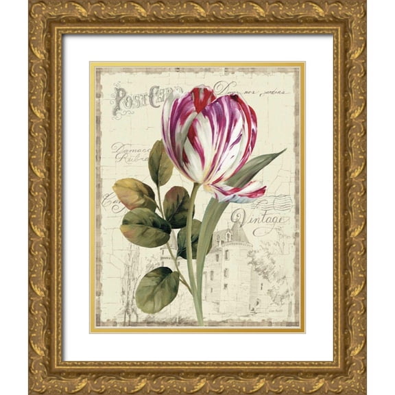 Audit, Lisa 12x14 Gold Ornate Wood Framed with Double Matting Museum Art Print Titled - Garden View II - Tulip