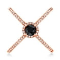 thumbnail image 2 of Gem Stone King 1.51 Ct Round Black Sapphire 18K Rose Gold Plated Silver Criss Cross X Ring (Size 5), 2 of 5