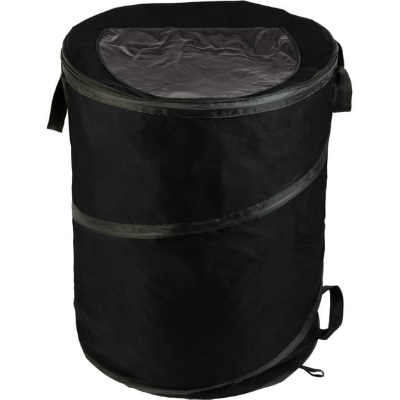 Wakeman Outdoors 46-Gallon Pop Up Outdoor Trash Can for Camping, Black