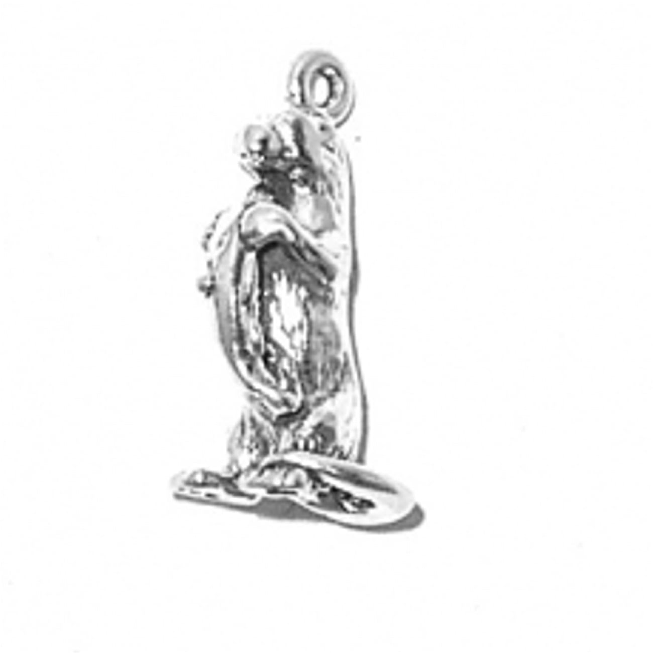 Sterling Silver 3D Floating On Back And Eating Otter Charm