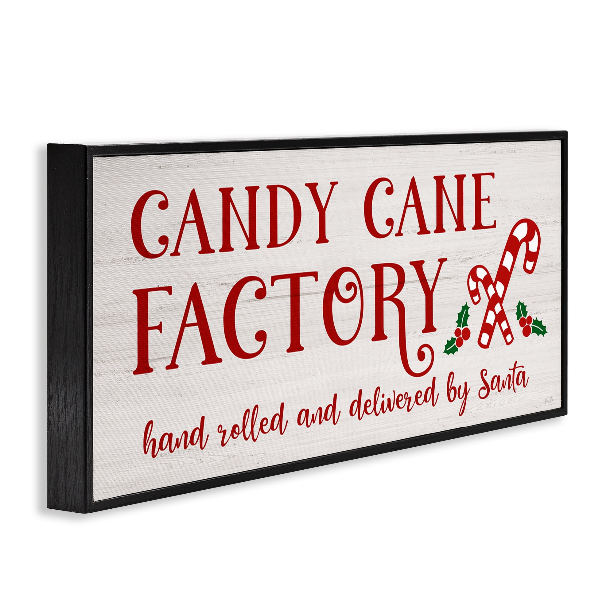 Stupell Industries Candy Cane Factory Holiday Painting Black Framed Art Prints Wall Art, 24 x 10