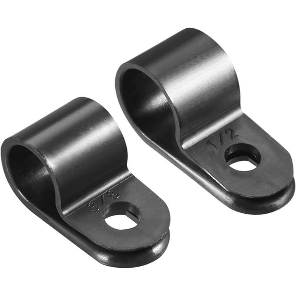 R Type Cable Clip Clamp Kit 3/8" 1/2" for Wire Management Black 50 Set