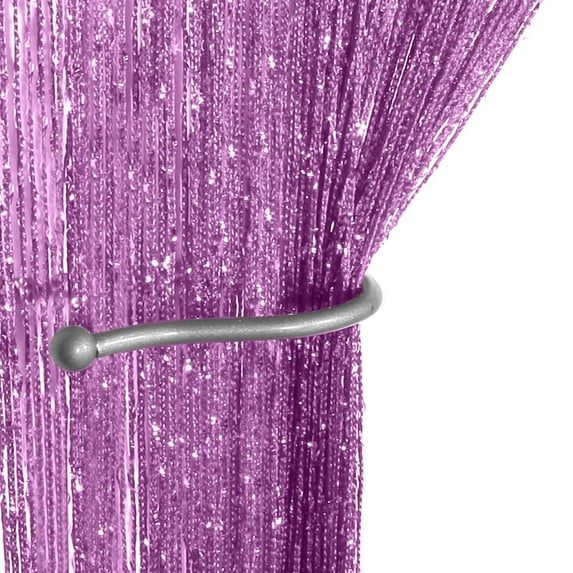 Sparkling String Curtains, Glitter Silver Ribbon Thread Door Window Fringe Panel Strip Tassel Fly Screen Kitchen Curtain Room Dividers Home Decor, 100x200cm, 20 Colors