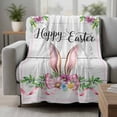 thumbnail image 2 of Easter Blanket Soft Cozy Warm Throw Blanket for Couch, Plush Fuzzy Flannel Fleece Blankets for Sofa, Spring Farmhouse Watercolor Bunny Flower Wood Grain Bed Blankets Gifts for Men, 50"x80", 2 of 9
