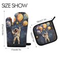 thumbnail image 2 of Yayeee Oven Mitts and Pot Holder Set of 4 Heat Resistant Kitchen Gloves Baking Hot Pad, Watercolor Astronaut, 2 of 5