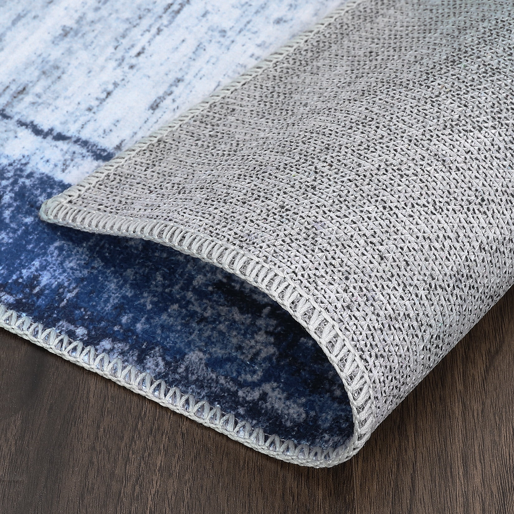 HOMERRY Washable Rugs 8'x 10' Rug for Living Room Bedroom Rug Modern Bordered Thin Indoor Carpet, Navy