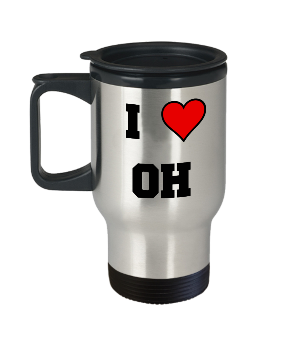 Ohio Travel Coffee Mug, I Love Ohio OH Abbreviation USA States Travel