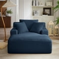 thumbnail image 6 of DEALTOPS 66.1" Oversized Comfy Lounge Chair, Corduroy Foam Sofa Chair with Pillows, No Assembly, Living Room or Bedroom, Blue, 6 of 6