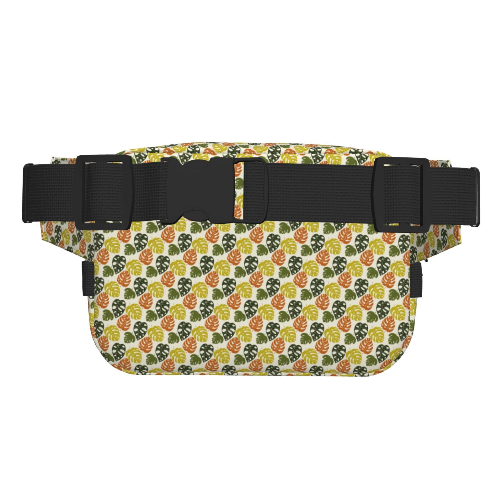 Picia Monstera Leaves Print Square Double-Layer Waist Bag Mini Adjustable Waist Belt Bag Exercise Running Travel Hiking